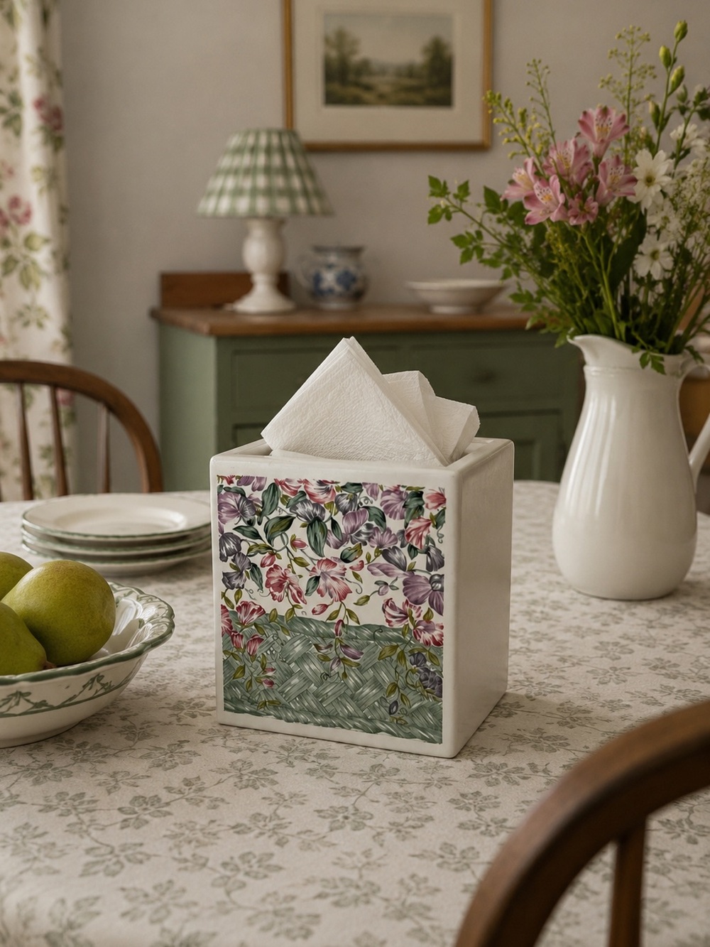 Vintage 80s/90s Springs Floral Plastic Tissue Box Cover Cottagecore
